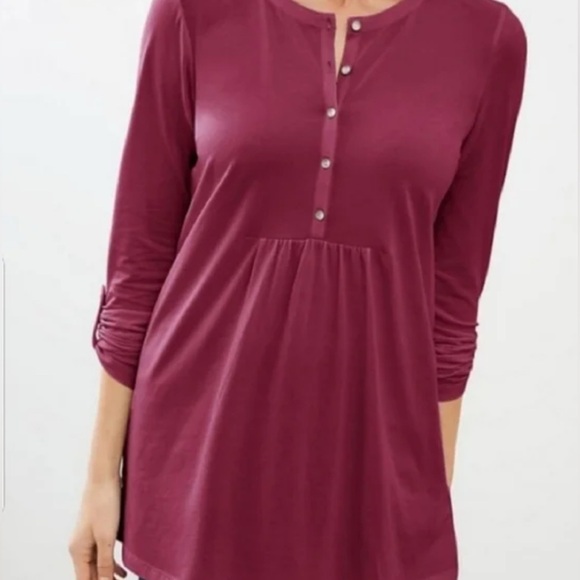J. Jill Tops - 🥳 J. Jill Maroon Red Tunic Peplum Long Sleeve Small Blouse